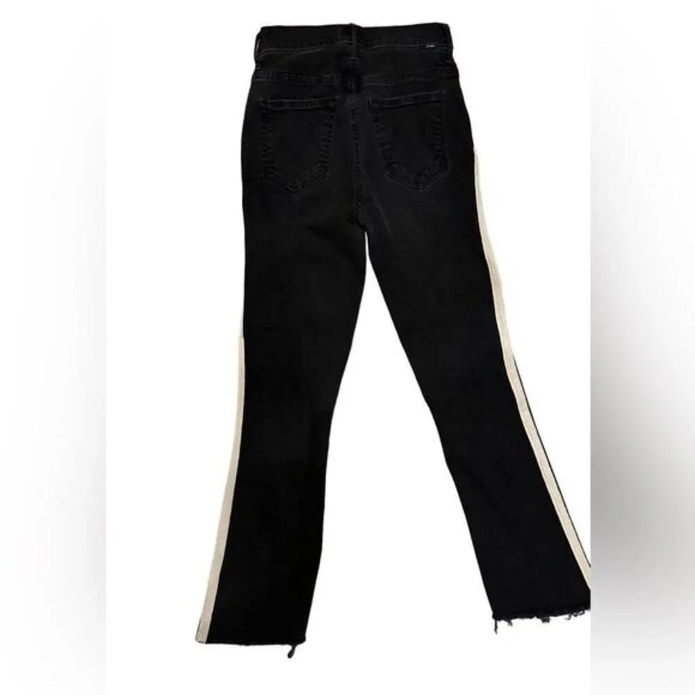 Mother Jean Size 24‎ Black Insider Crop Step Fray Guilty Racer Stripe Bootcut - Picture 4 of 13